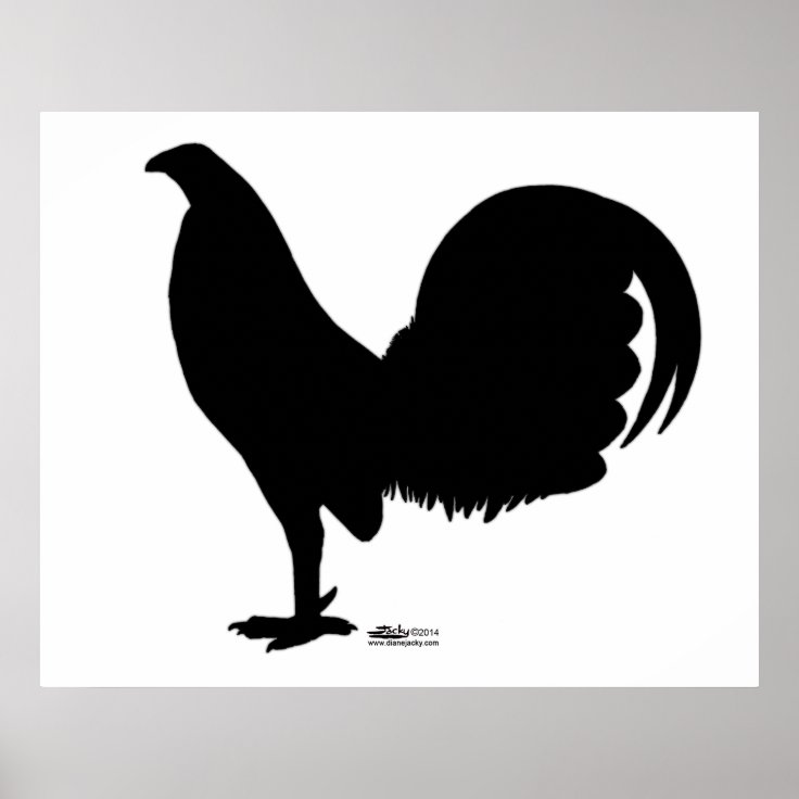 Póster Silueta del gallo del gallo de pelea 