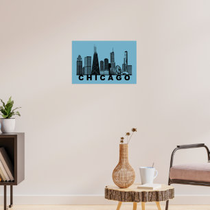 Póster Silueta del horizonte de Chicago