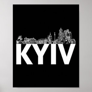 Póster Silueta del perfil de la ciudad de Kiev Ucrania Eu