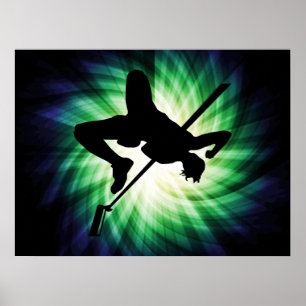 Póster Silueta del salto de altura; Guay