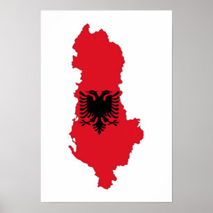 Póster silueta del símbolo del mapa de la bandera de alba