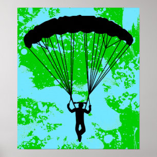 Póster silueta del skydiver