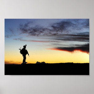 Póster Silueta del soldado del ejército