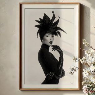 Póster Silueta dramática: Portra monocroma vanguardista-g