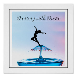 Póster Silueta elegante Bailando con gotas