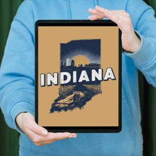 Póster Silueta escénica de Retro Indiana