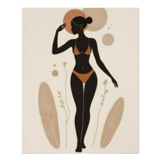 Póster Silueta Femenina Sagrada | Diosa Africana Moderna