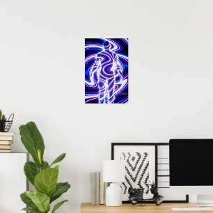 Póster Silueta humana de energía neón