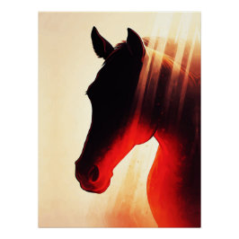 Póster Silueta majestuosa de caballo resplandor del amane