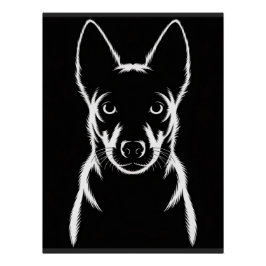 Póster Silueta minimalista de perro en negro