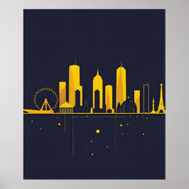 Póster Silueta minimalista geométrica del horizonte de la
