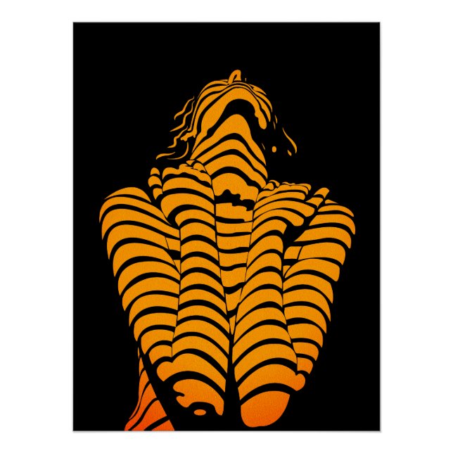 Póster Silueta moderna expresiva de mujer abstracta (Anverso)