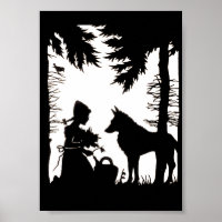 Silueta negra Red Riding Hood Wolf Woods