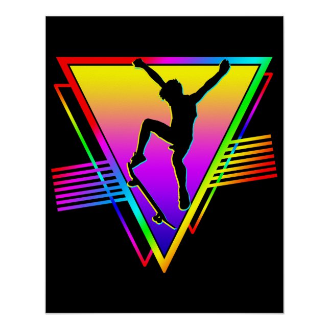 Póster Silueta Retro de Patinador (Anverso)