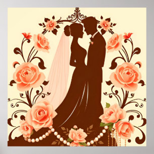 Póster Silueta Romántica de una Pareja