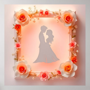 Póster Silueta Romántica de una Pareja