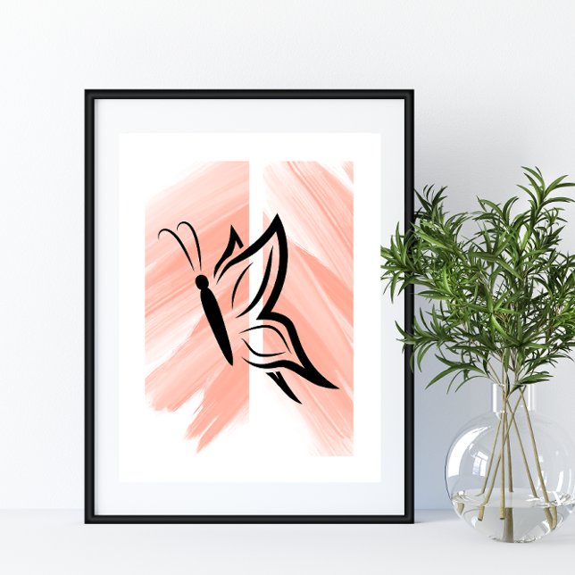 Póster Silueta simple de mariposa sobre fondo Naranja (Subido por el creador)