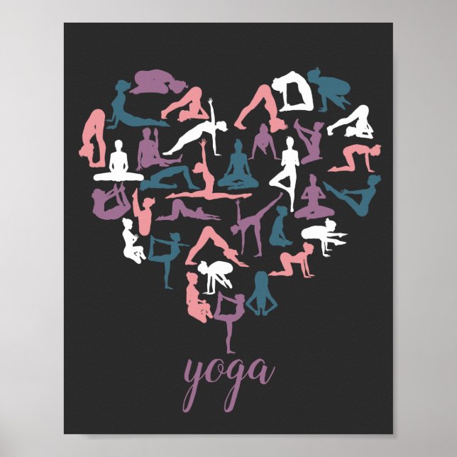 Póster Siluetas de amor de yoga (Frente)