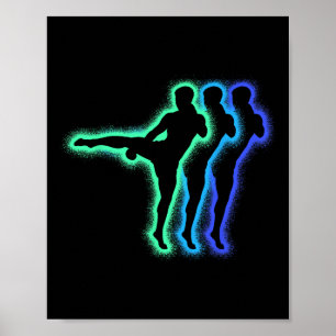 Póster Siluetas de artes marciales de kickboxer hombres n