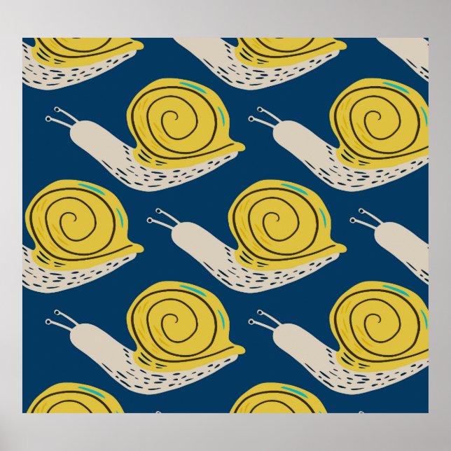 Póster Siluetas de caracoles: amarillo, rosado. (Frente)