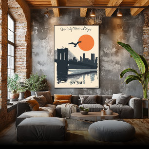 Póster Siluetas de la Ciudad de Nueva York - Reflejos del