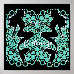 Póster Siluetas gemelas de sirena en burbujas Thunder_Cov