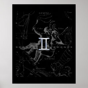Póster Silver Chrome like Gemini Zodiac Sign on Hevelius
