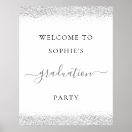 Póster Silver Glitter Welcome Graduation Party