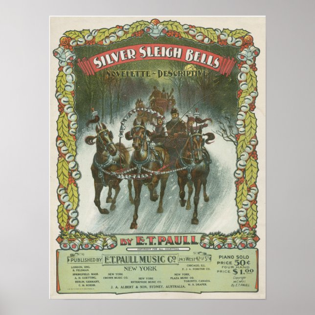 Póster Silver Sleigh Bells Vintage Music (Frente)