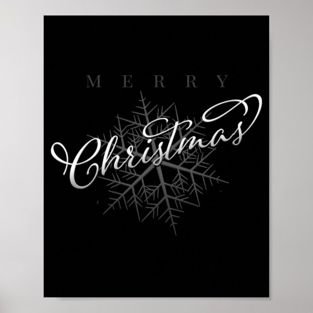 Póster Silver Snowflake Merry Christmas  (Frente)