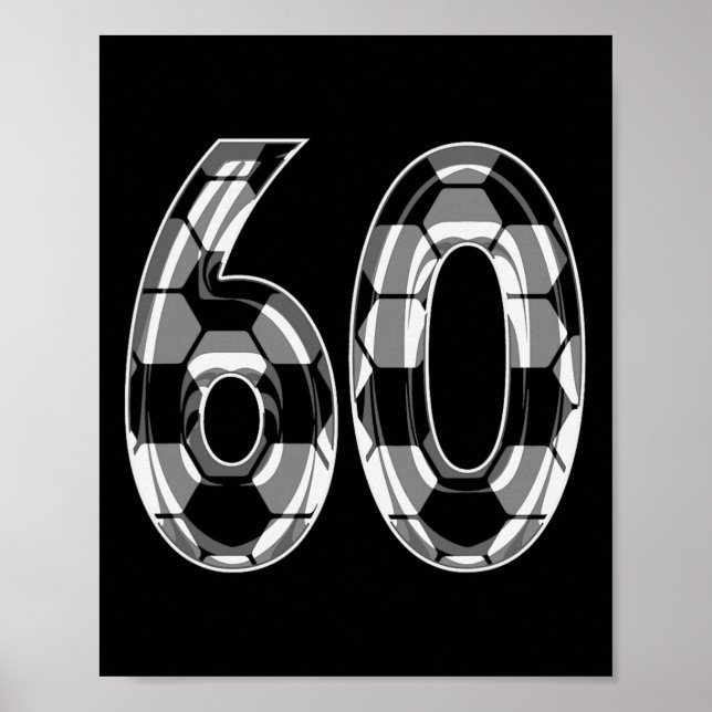 Póster Silver Soccer Pattern Number 60 Jersey Player Unif (Frente)