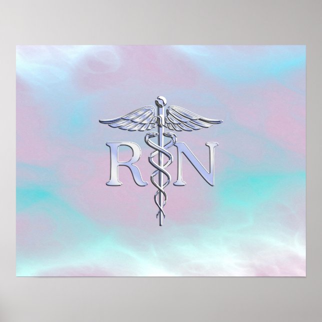 Póster Silver Style RN Caduceus Medical Mother Pearl (Frente)