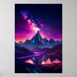 Póster Silvicultura cósmica, noche estrellada en el valle