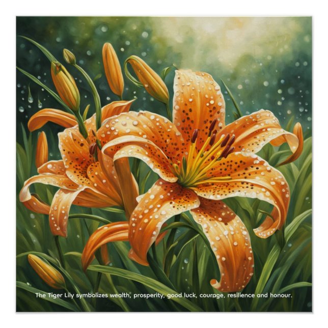 Póster Simbolismo de la Lilium lancifolia (Anverso)
