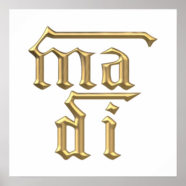 Póster Símbolo "3-D" Dorado de la Madre de Dios (Mamáes D (Frente)