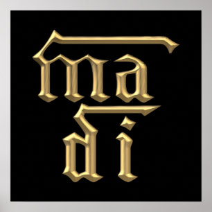 Póster Símbolo "3-D" Dorado de la Madre de Dios (Mamáes D