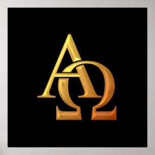 Póster Símbolo Alfa y Omega Golden "3-D"