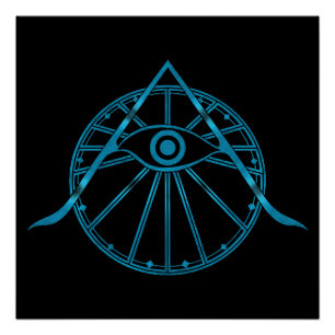 Póster Símbolo "Awaken" de geometría sagrada y ojos abier