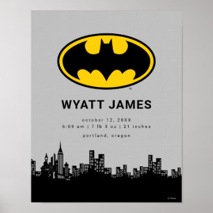 Póster Símbolo clásico de Batman   Estadísticas de nacimi