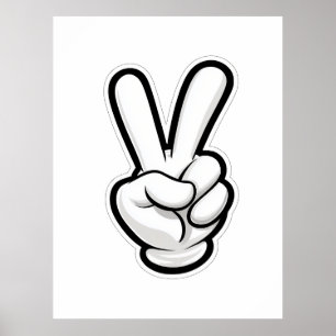 Póster Símbolo clásico de la mano de la paz Icono
