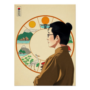 Póster Símbolo coreano de longevidad - Diez Sipjangsaeng