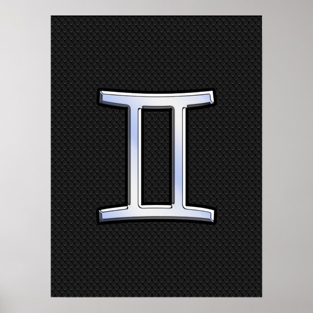 Póster Símbolo cromado como zodiaco de Gemini (Frente)