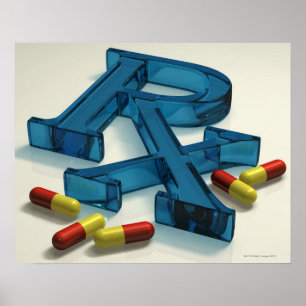 Póster símbolo de 3D RX con las cápsulas