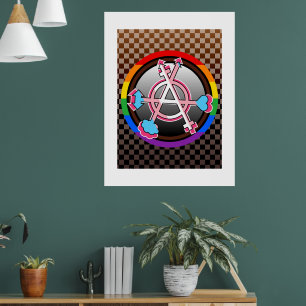Póster Símbolo de Anarquía de Género, Emblema en Tablero