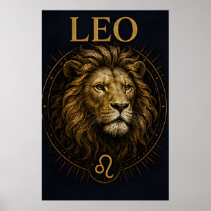 Póster Símbolo de astrología celestial del zodiaco Leo Le