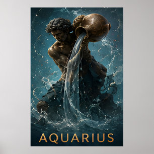 Póster Símbolo de astrología de Acuario portador de agua