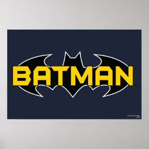 Póster Símbolo de Batman   Nombre Logotipo amarillo y neg