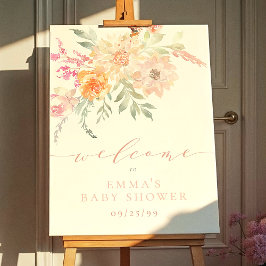 Póster Símbolo de bienvenida de Baby Shower de las flores