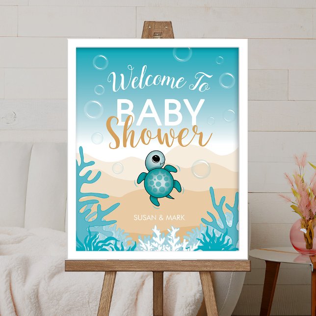 Póster Símbolo de bienvenida de Baby Shower para la tortu (FRAME IS NOT INCLUDED)