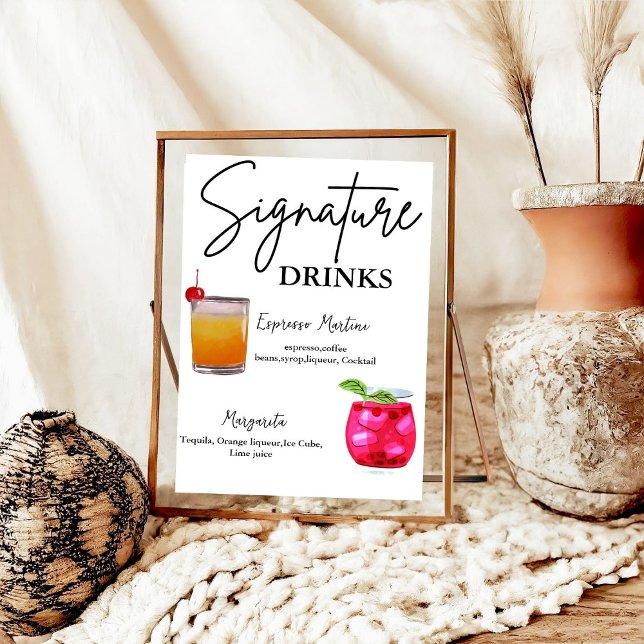 Póster Símbolo de boda de bebidas con caligrafía minimali (Subido por el creador)